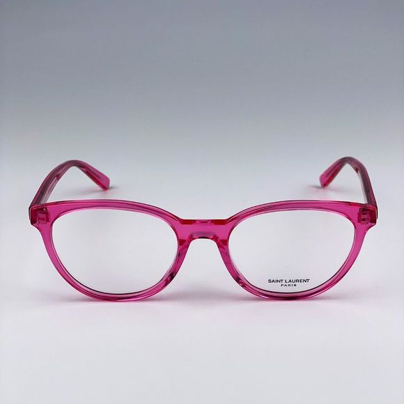 Saint Laurent SL589 004 Eyeglasses Transparent Fuchsia Pink Oval Women - Picture 6 of 12